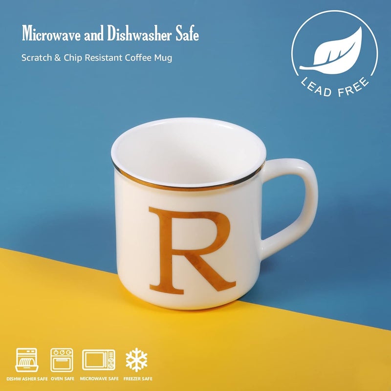 Miicol Ceramic Coffee Mug 16 oz, Monogram Coffee Cup, Golden Initial Tea Mug, Personalized Tea Cup, Unique Gift, Large Mug for Home, Office, Letter R - Image 3